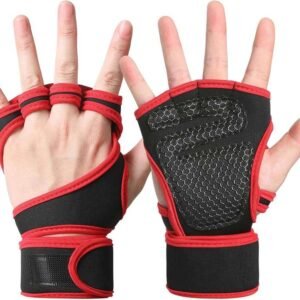 Open finger heavy gym gloves . long wrist supporter . malticolour. soft light weight .